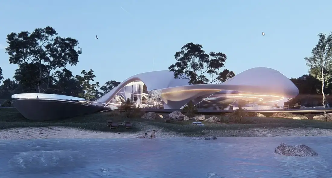 Conceptual waterfront residence design visualisation